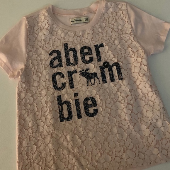 Abercrombie Girls T-Shirt Pink Lace Sz XS 8 - Picture 3 of 8